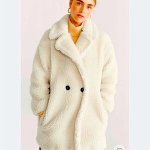 Mango MNG Faux Fur Coat Size Small